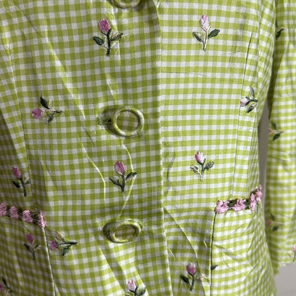 (N4) ABR NEW YORK Women's Two Piece Suit Green, White and Pink Silk  Size 6‎ - Picture 3 of 16